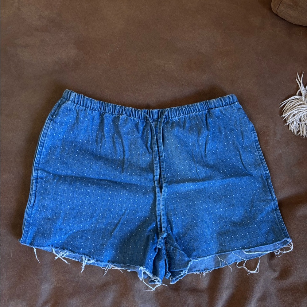 CB casual Blue Dot High-Rise Jean Shorts